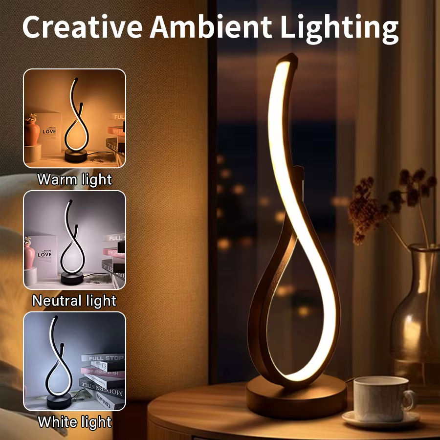 Lampe de table de nuit LED à intensité variable en spirale, lampes de chevet modernes, veilleuse pou