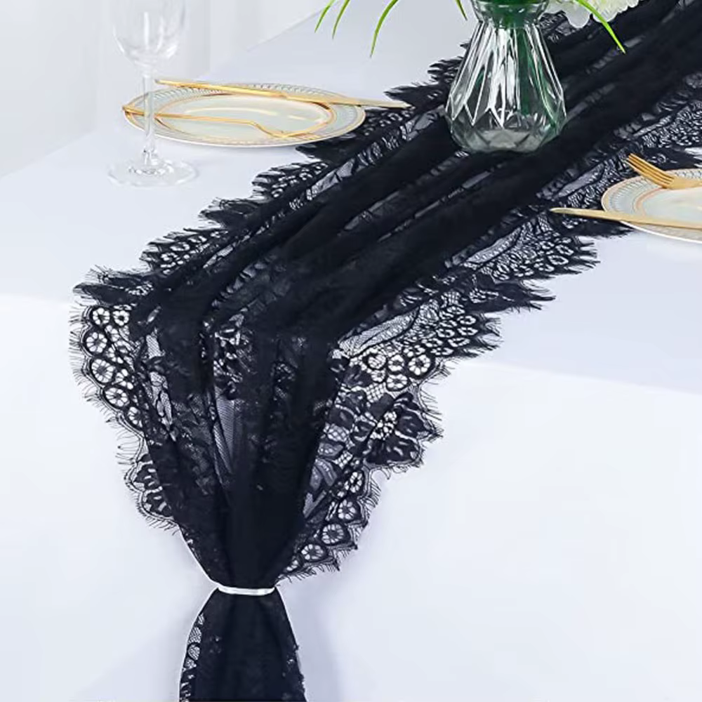 Chemin de table en dentelle blanche, forme rectangulaire, broderie florale, chemins de table vintage