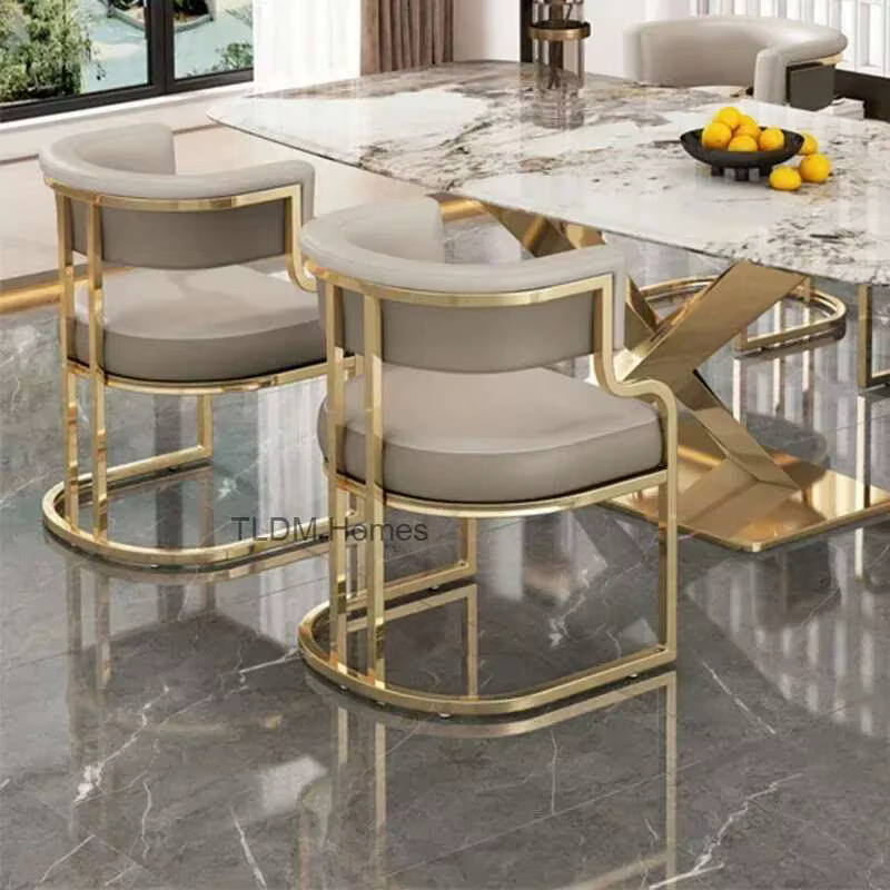 Chaises de salle à manger dorées de luxe, fauteuil à dossier en fer forgé, meubles de cuisine modern