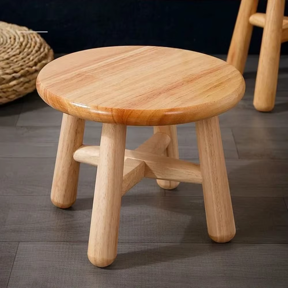 Petit tabouret rond en bois massif, meubles multifonctionnels, décoration de chambre à coucher, salo