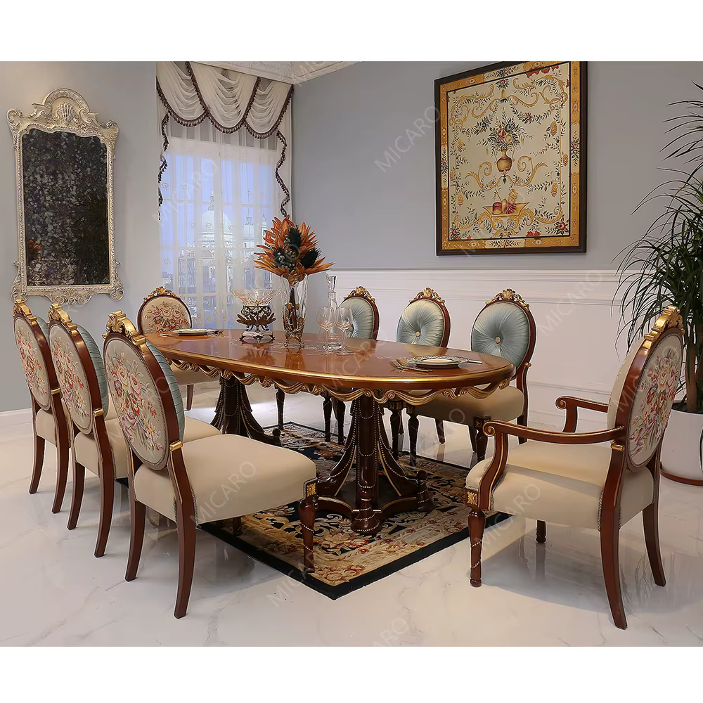 Ensemble de meubles de salle à manger en bois massif, Design Rococo classique français Antique de lu