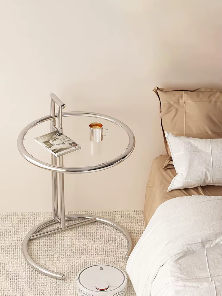 Tables basses en verre en acier inoxydable, meubles de salon nordiques, table d'appoint de balcon, t