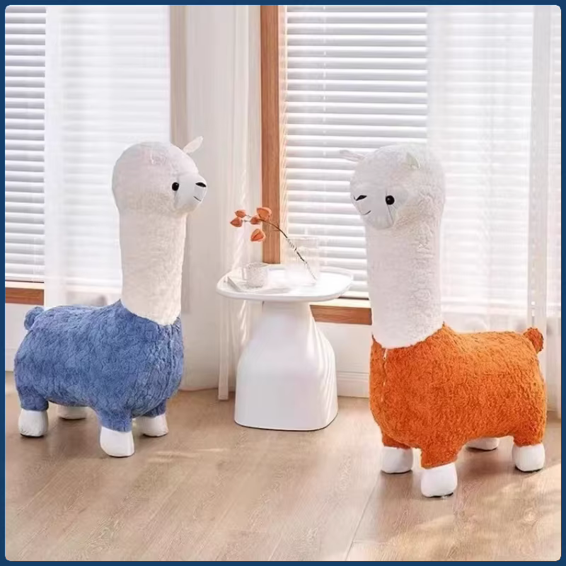 Tabouret surdimensionné en alpaga, siège d'animal en peluche créatif et célèbre sur Internet, décora