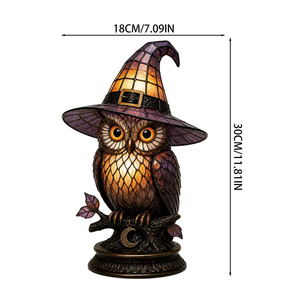 Lampe de table rétro en forme de chapeau de sorcière pour Halloween, verre coloré, lumière de nuit g