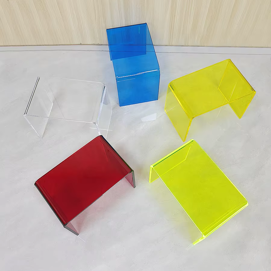 Meubles de maison simples et modernes, repose-pieds en acrylique translucide en forme de U, tabouret