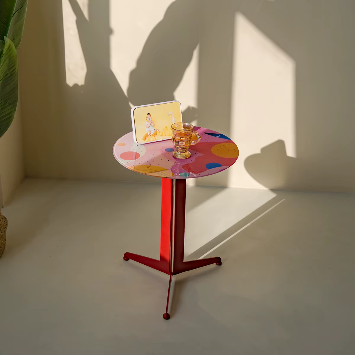 Table basse ronde avec pieds en métal italien, verre, Kawaii, pour Salon, élégante et minimaliste, m