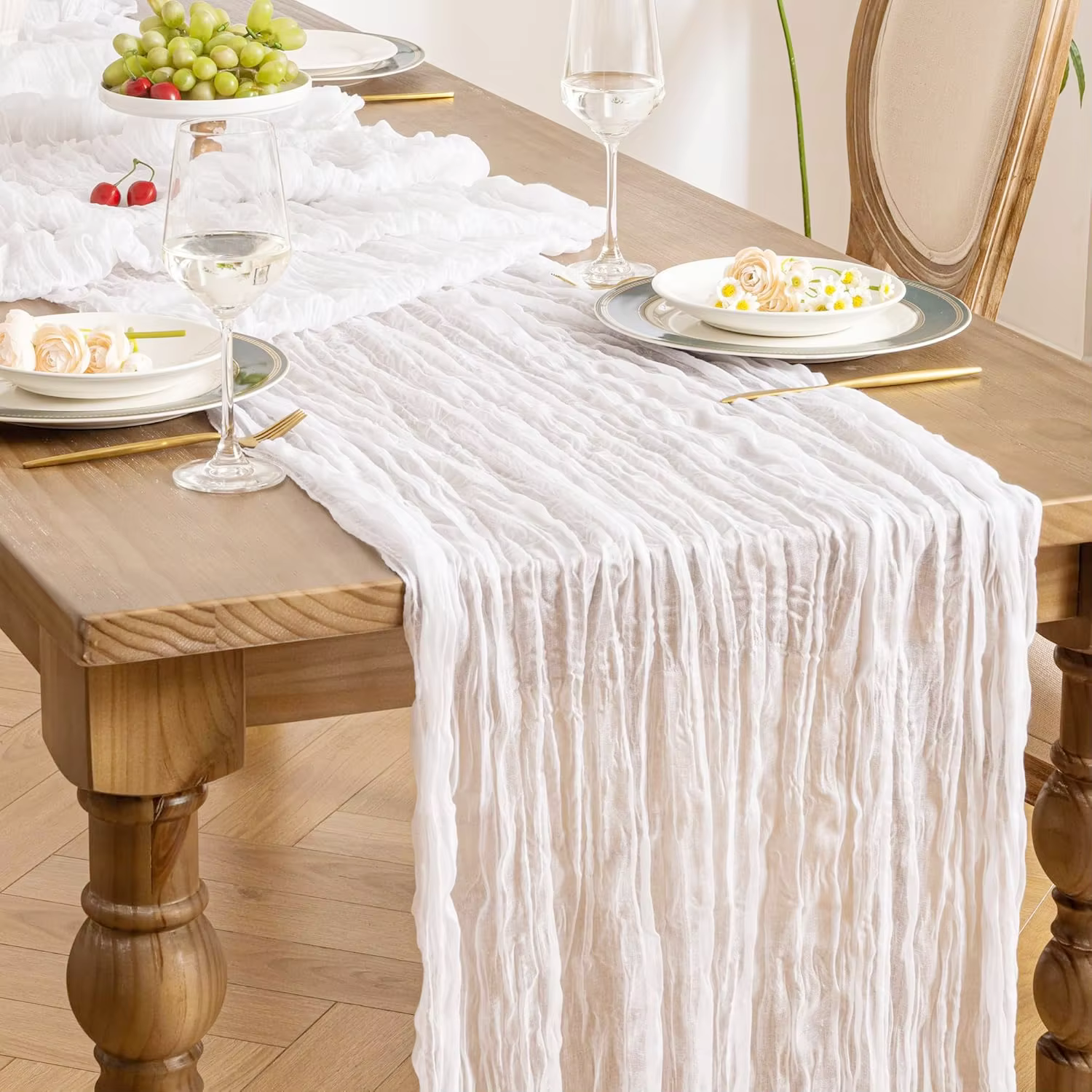 Chemin de Table en gaze blanche, Vintage, décoration de Table transparente pour mariage, salle à man