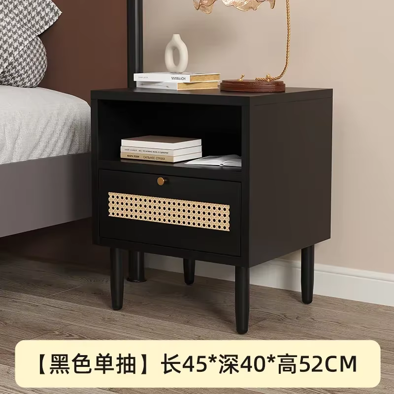 Table de chevet moderne rétro en rotin, armoire latérale minimaliste, organisateur de chambre polyva