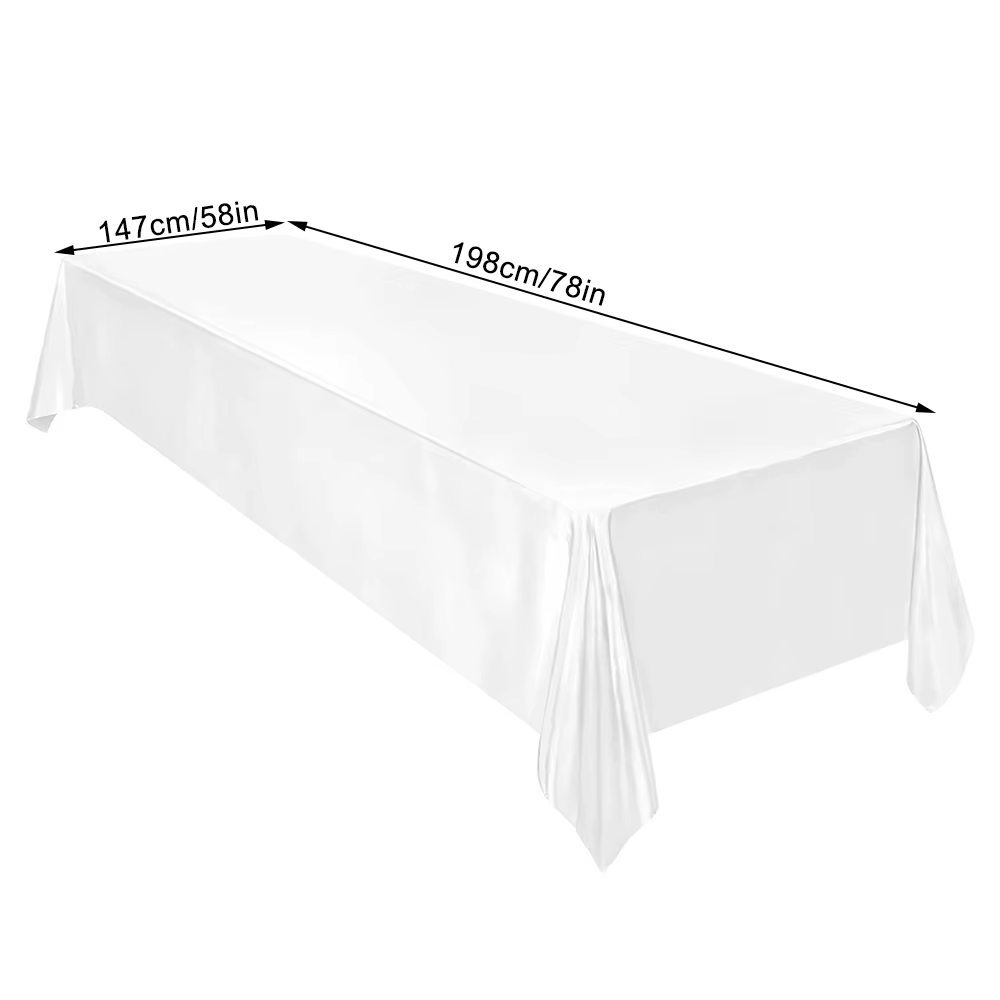 Nappe rectangulaire en Satin blanc, couverture de Table en Satin soyeux, linge de Table pour Buffet,