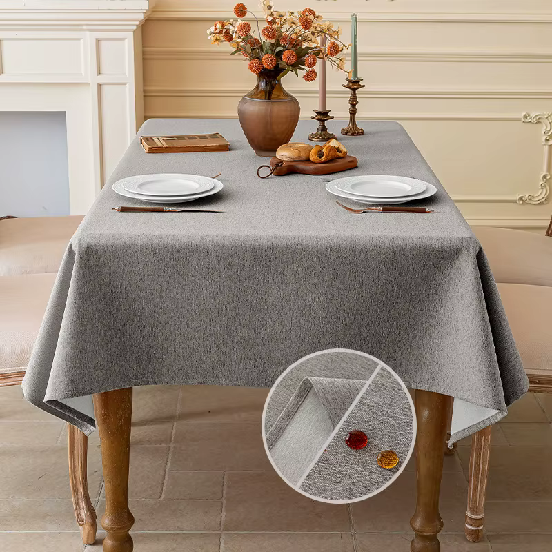 Nappe en coton et lin, imperméable, anti-poussière, résistante à l'huile, couleur unie, rectangulair