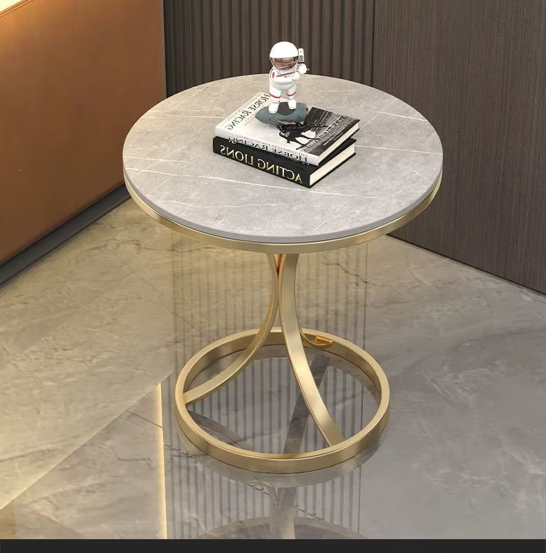 Table d'appoint en marbre X001 : Table d'appoint ronde minimaliste pour le salon