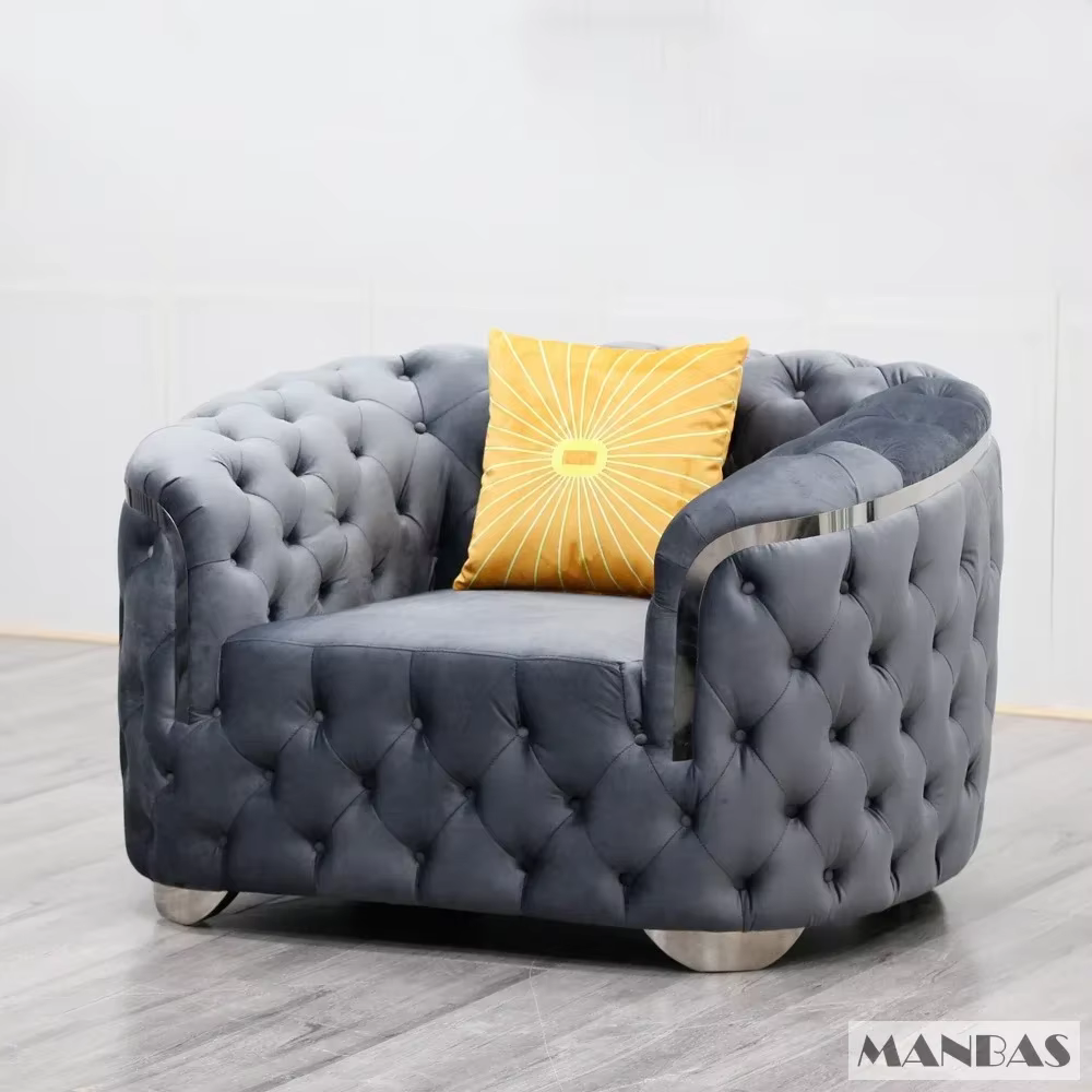 Linlamlim Canapé sectionnel Chesterfield classique avec boutons en tissu et canapé modulaire en tiss