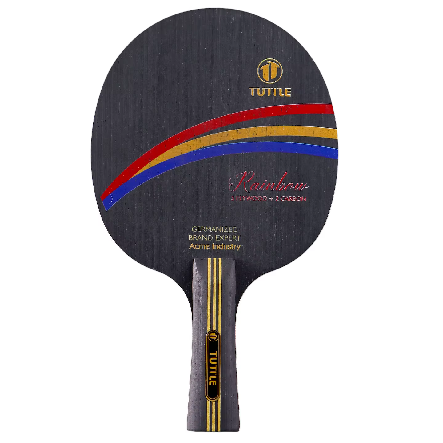 Lame de tennis de table Tuttle Black Rainbow, raquette de tennis de table en bois à cinq plis et en 