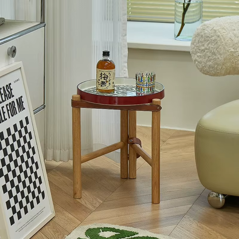 Tables basses de luxe en bois massif, table d'appoint de canapé vintage, petite escalier circulaire