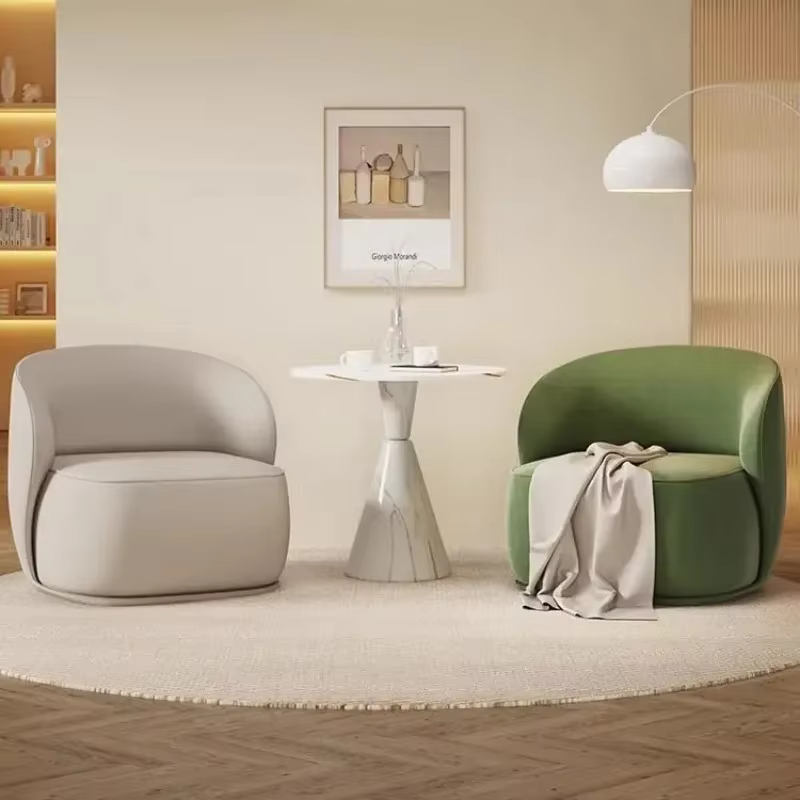 Chaise d'appoint en cuir PU, chaise de Club ronde moderne, fauteuil baril rembourré, canapé simple p