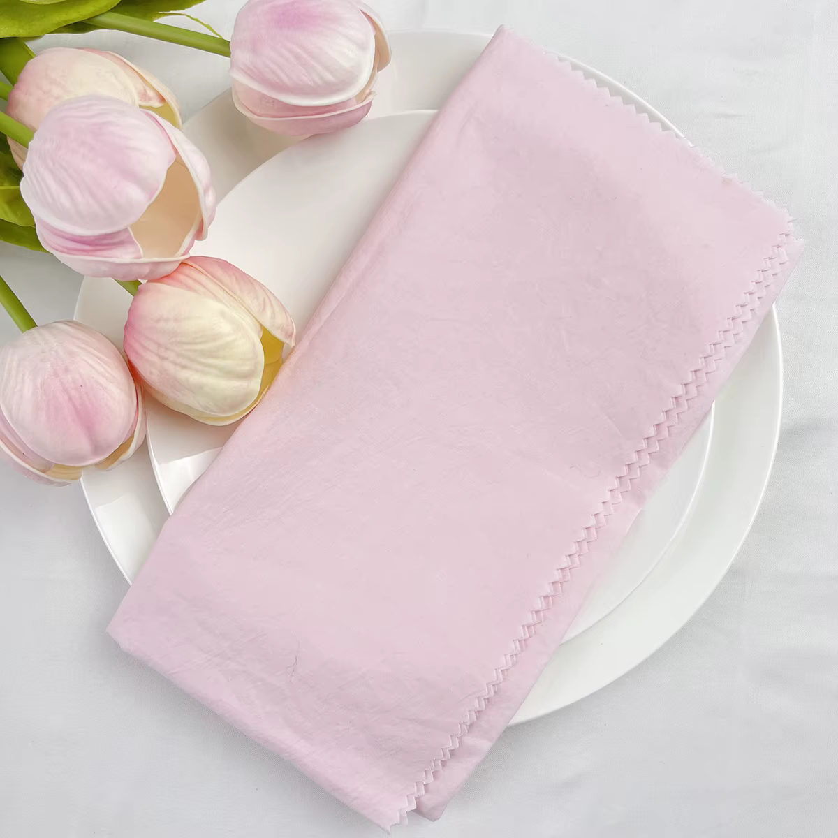 Serviettes de table essuie-tout lavables et réutilisables, 6 pièces, couleur rose, 100% coton, pour 