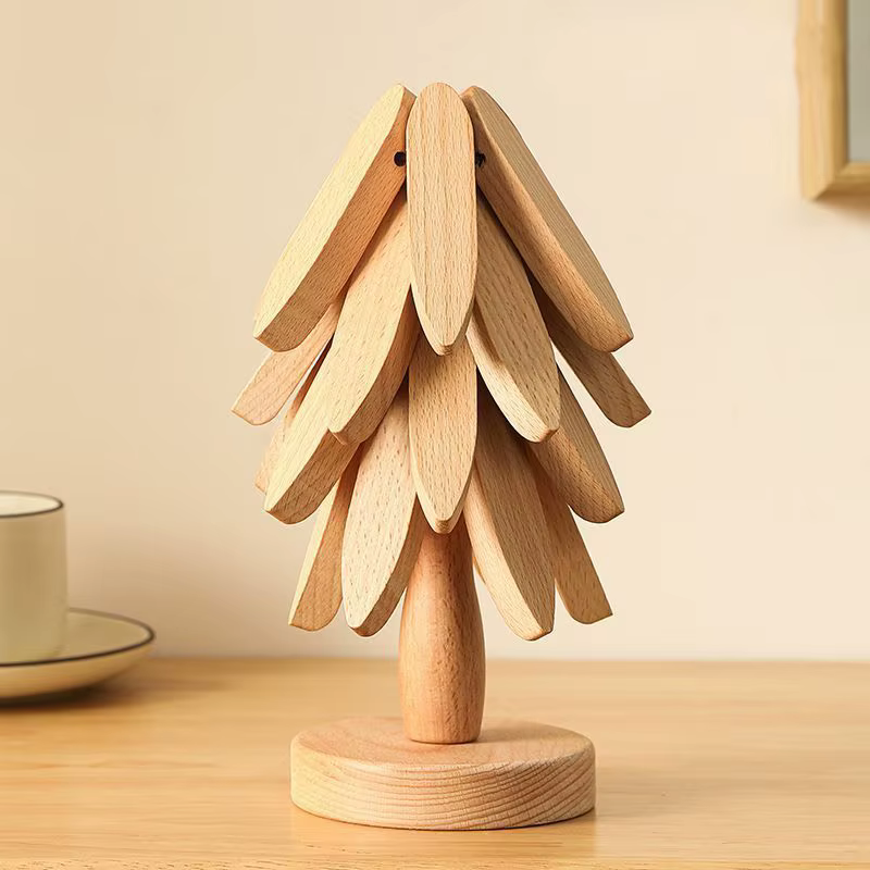 Sous-verres et sets de table décoratifs en bois motif arbre, résistants à la chaleur et anti-brûlure