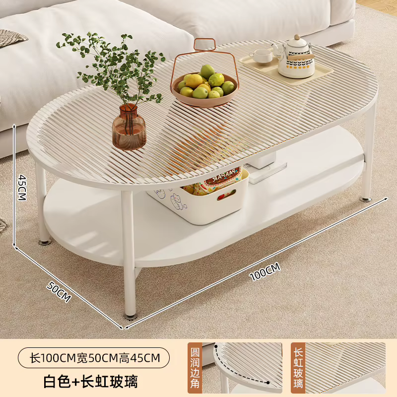 Livres esthétiques Table basse verre rangement japonais Table basse ovale Design salon Mobili Per La
