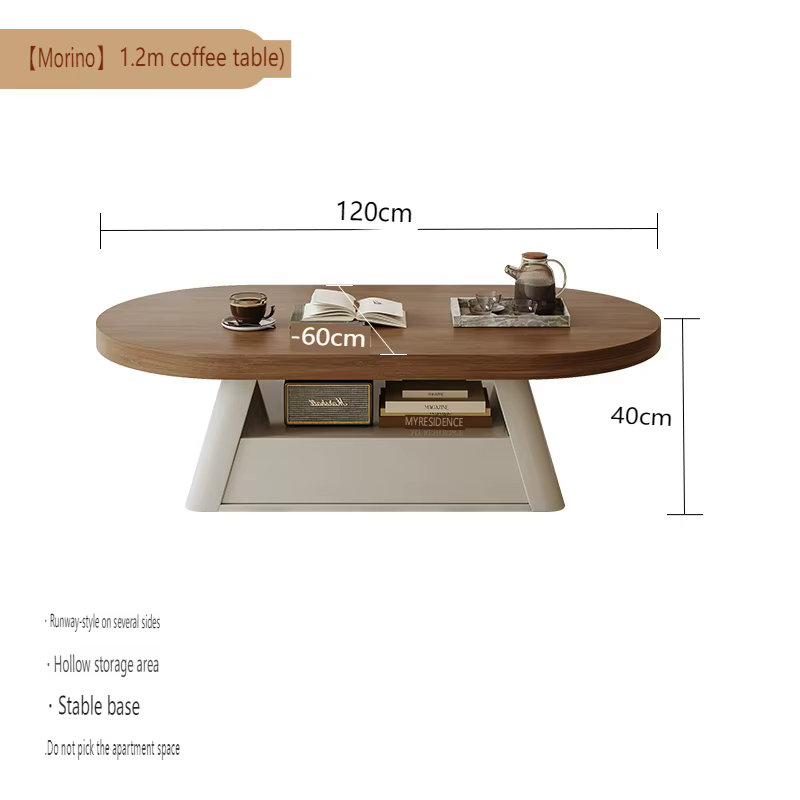 Table basse ovale en bois marron moderne, prix d'approvisionnement d'usine, meubles de salon, meuble