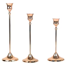 Ensemble de 3 bougeoirs de table vintage élégants en métal et aluminium, adaptés à l'anniversaire de
