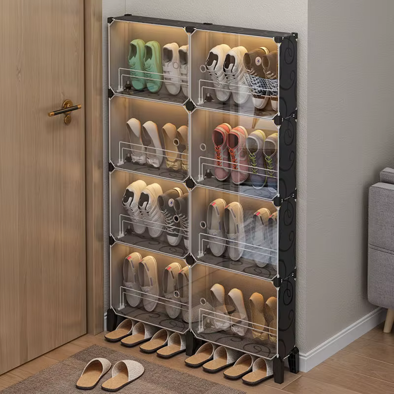 Boîte de rangement multicouche transparente pour chaussures, armoire de salon, étagère de couloir, m