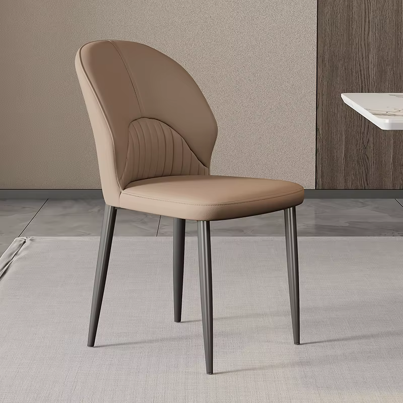 Chaise de salle à manger contemporaine en cuir PU de luxe avec pieds en métal, meubles de maison min