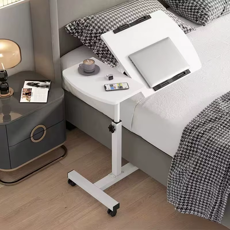 Bureau de chevet, bureau pour ordinateur portable avec tiroirs, 360 ° Planche rotative, doubles ba