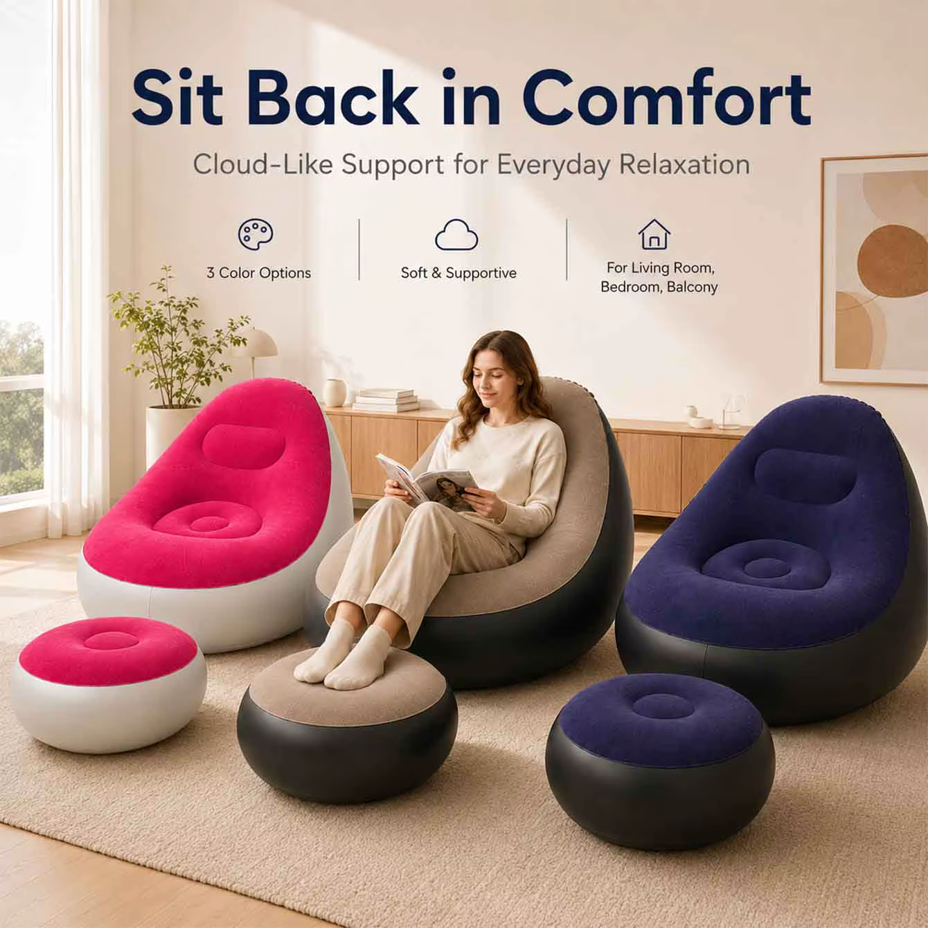 1PC Chaise longue gonflable pour adultes