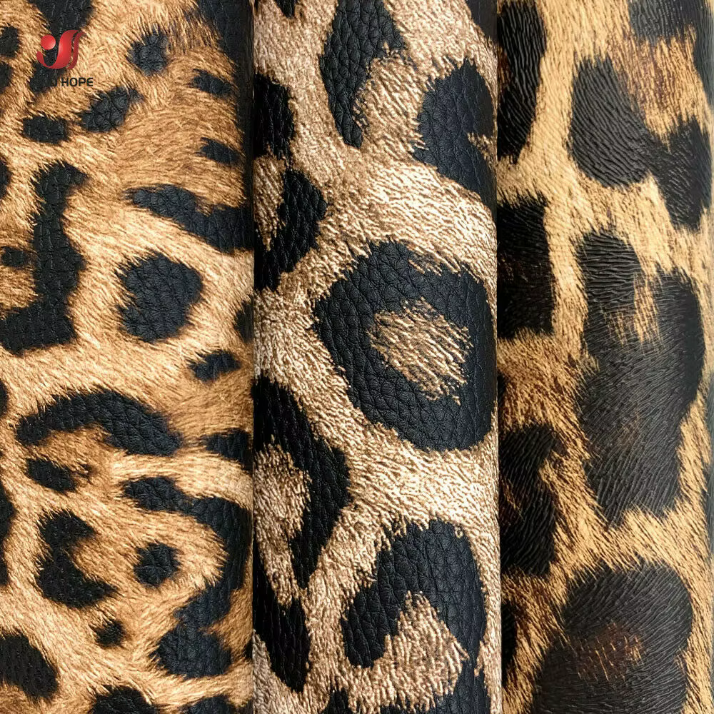 Tissu en similicuir PU motif léopard pour couture