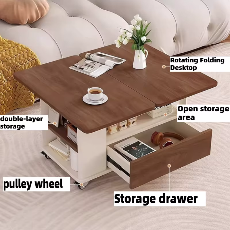 Tables basses pliantes multifonctionnelles avec roulettes