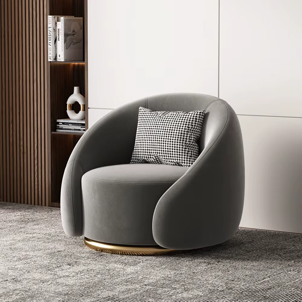 Fauteuil de salon confortable de style nordique avec support pour les coudes et soutien lombaire