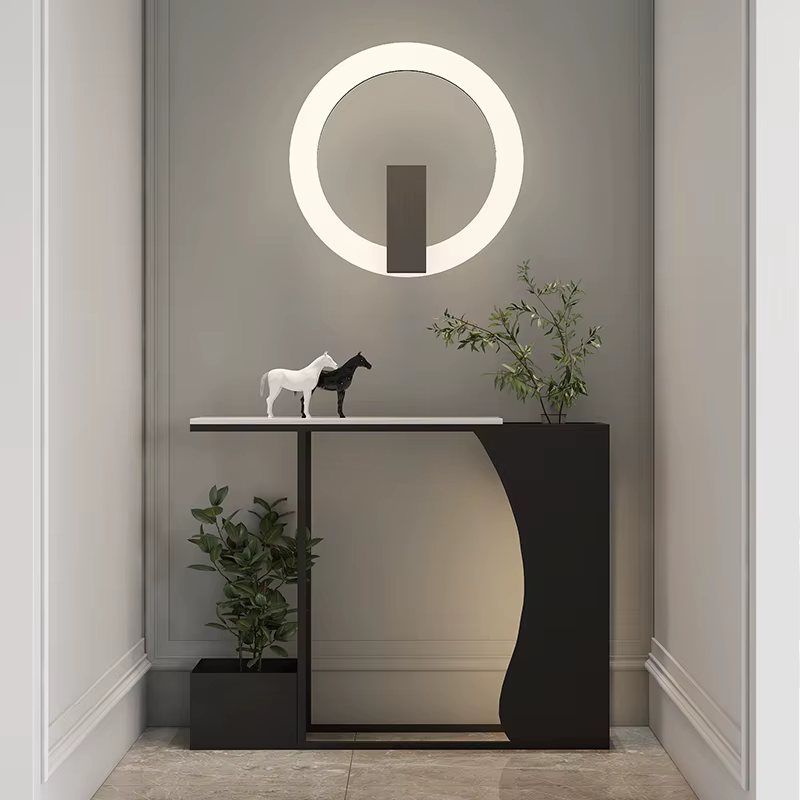 Table Console étroite en or noir