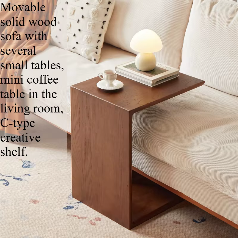 Table d'appoint en bois en forme de C