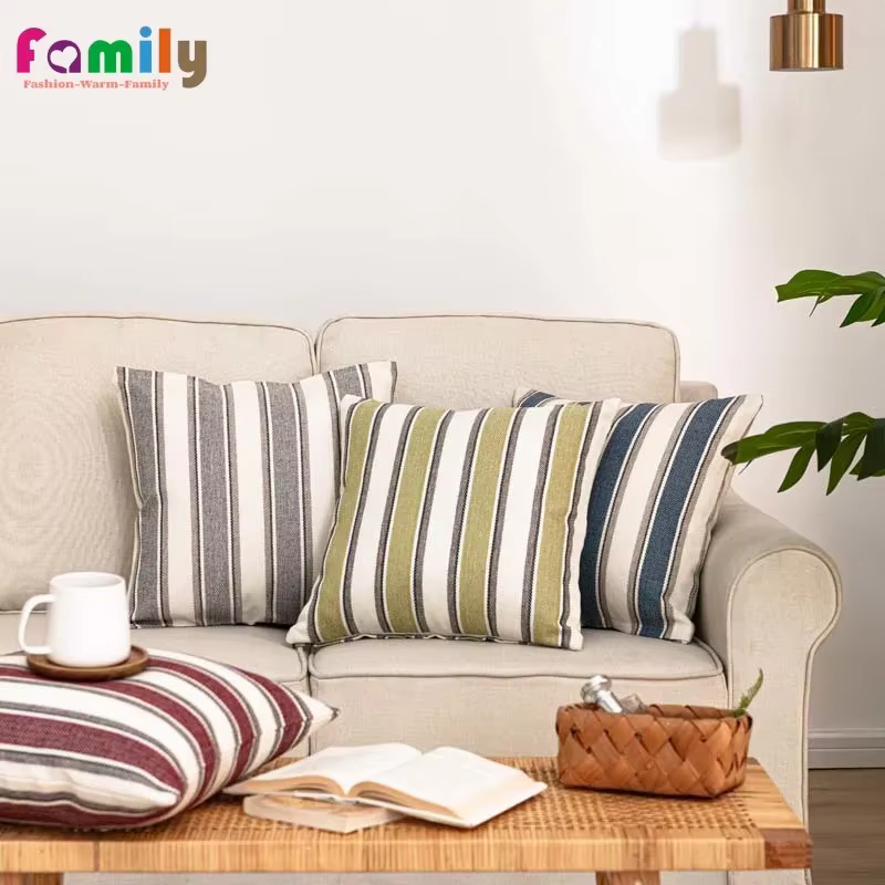 Juste de coussin de taille de canapé en lin solide