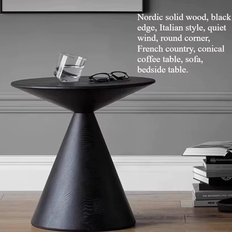 Table d'appoint d'angle noire ronde
