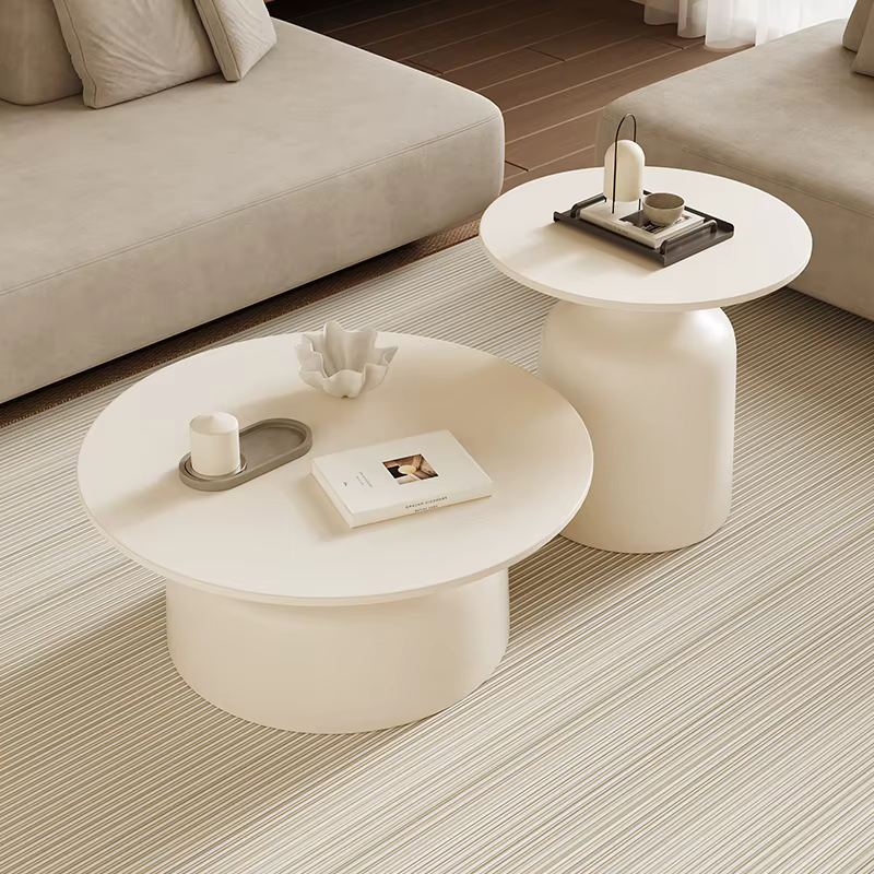 Tables basses rondes blanches ornements livres salle à manger maquillage Table basse Design De luxe