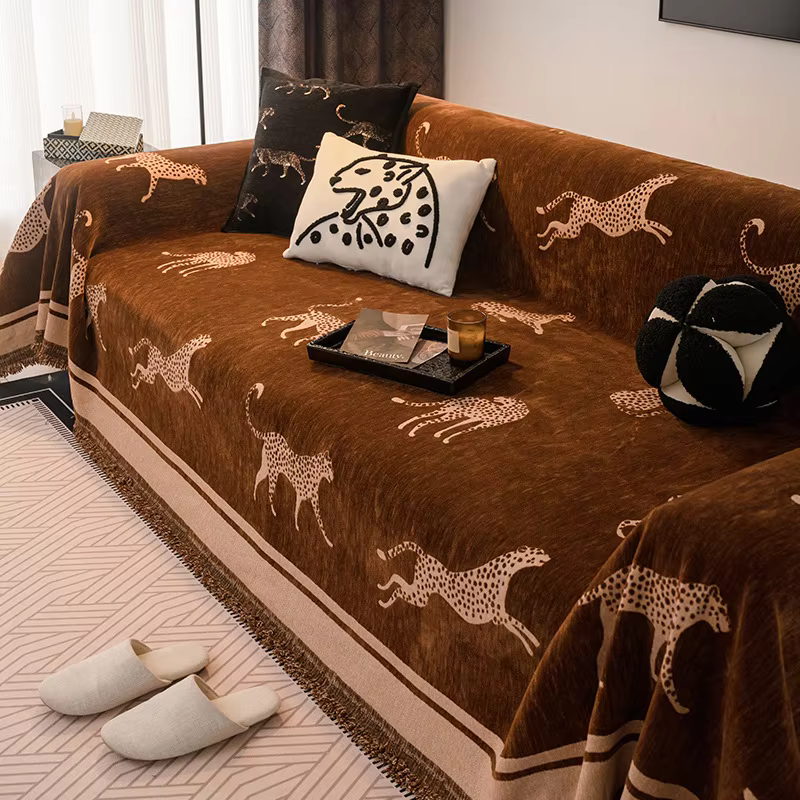 Léger luxe haut de gamme 2025 nouveau guépard canapé écharpe couverture tissu