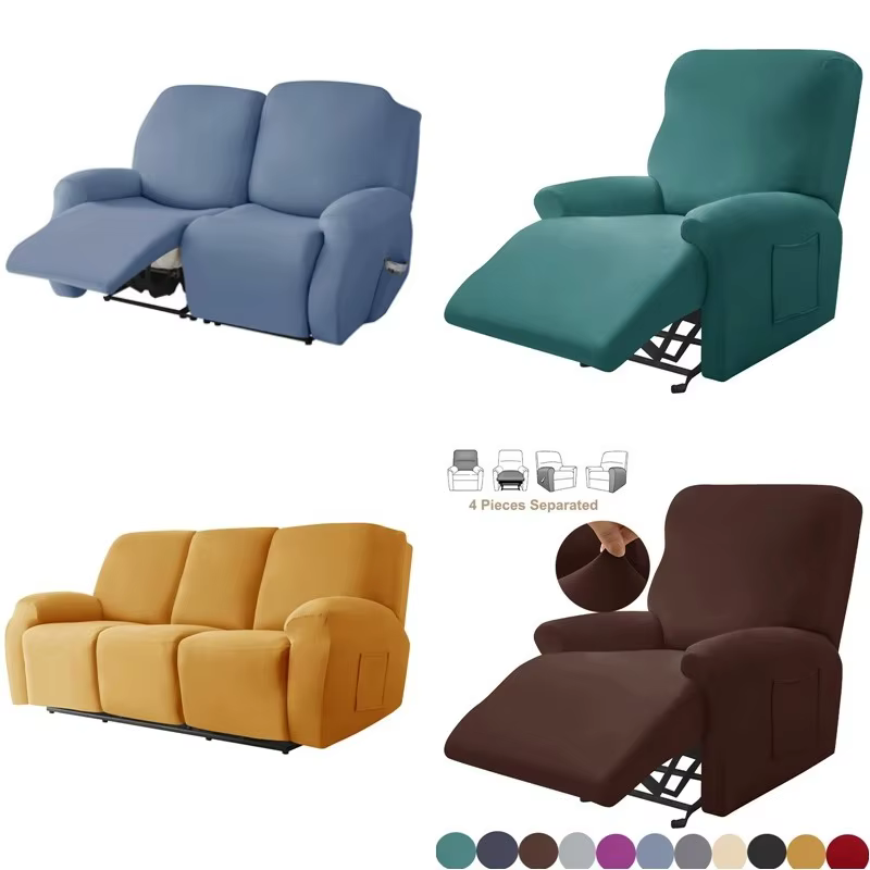 Housse de canapé inclinable élastique de couleur unie