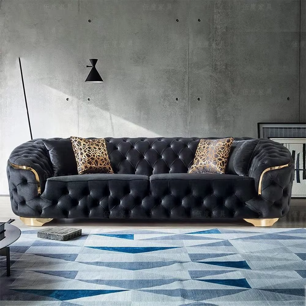 Linlamlim Canapé sectionnel Chesterfield classique avec boutons en tissu