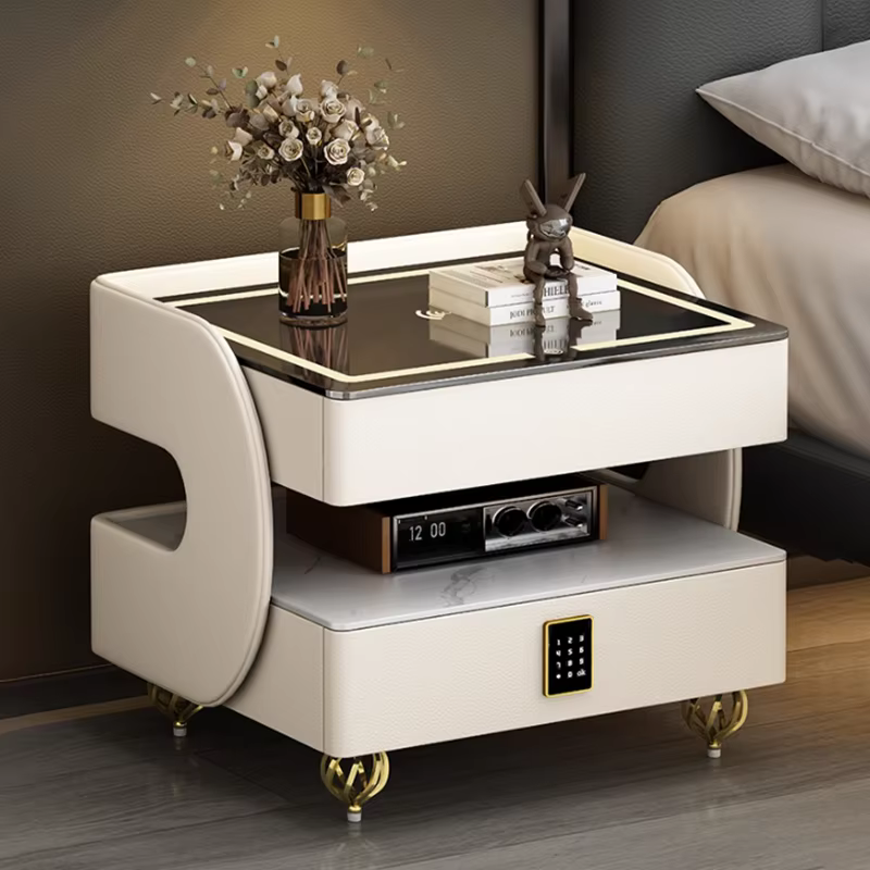 Tables De Nuit design moderne avec serrure Table De Chevet esthétique minimaliste Premium pieds en métal Glamour