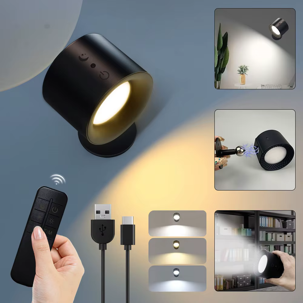LED appliques murales lumière contrôle tactile Double tête applique 360 rotatif 3 couleurs