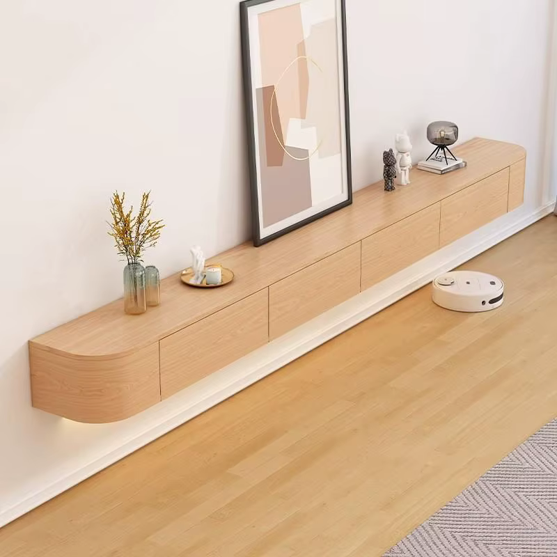 Meuble TV moderne couleur bois suspendu