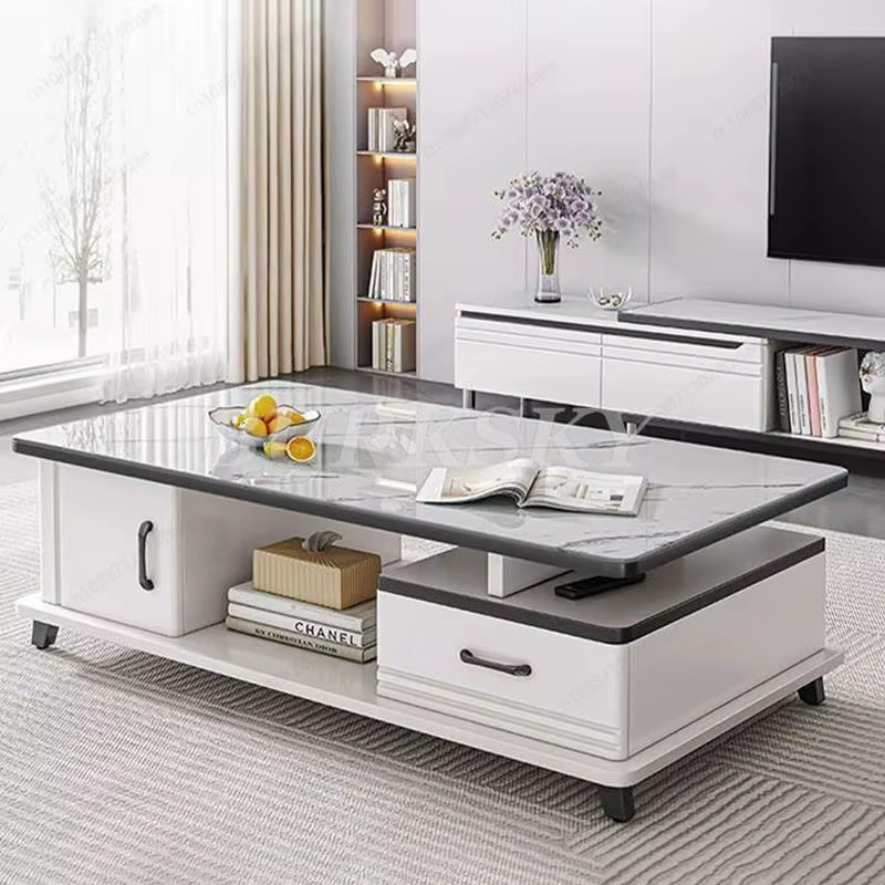 Table basse simple moderne en verre trempé pour la maison