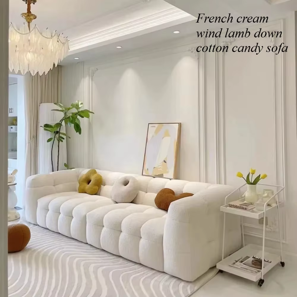 Canapé modulaire en tissu doux à rangées droites