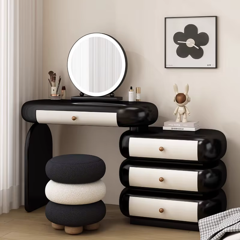 Coiffeuse de maquillage industrielle miroir dames chaises de salon modernes