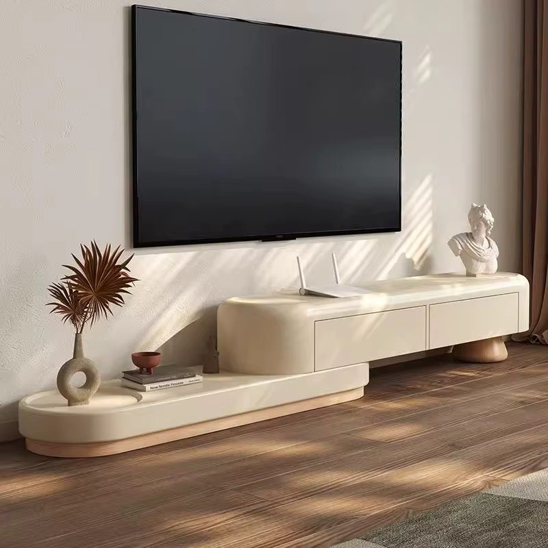 Support TV rétractable blanc