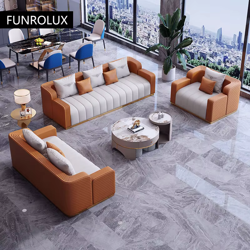 Combinaison de canapé en cuir de luxe léger