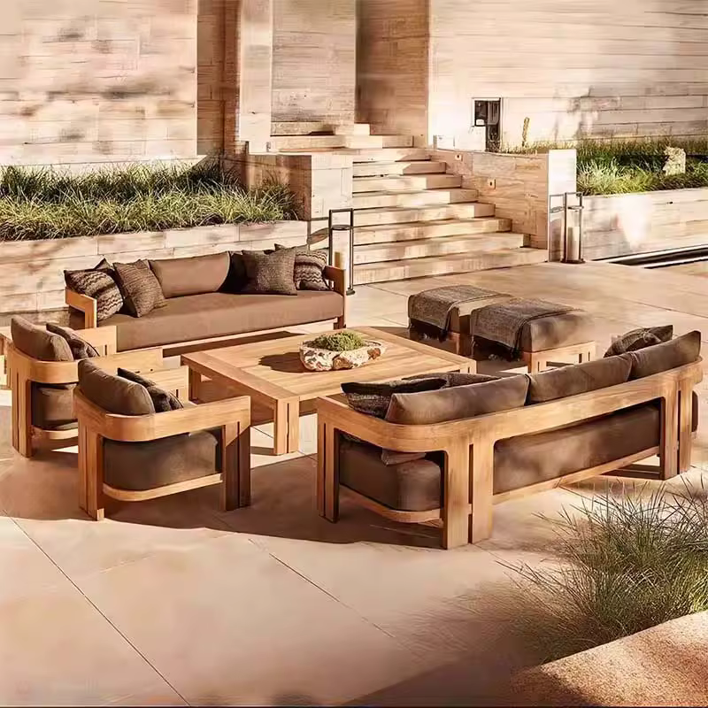 Villa cour teck canapé jardin extérieur bois massif terrasse extérieure hôtel loisirs meubles combinaison