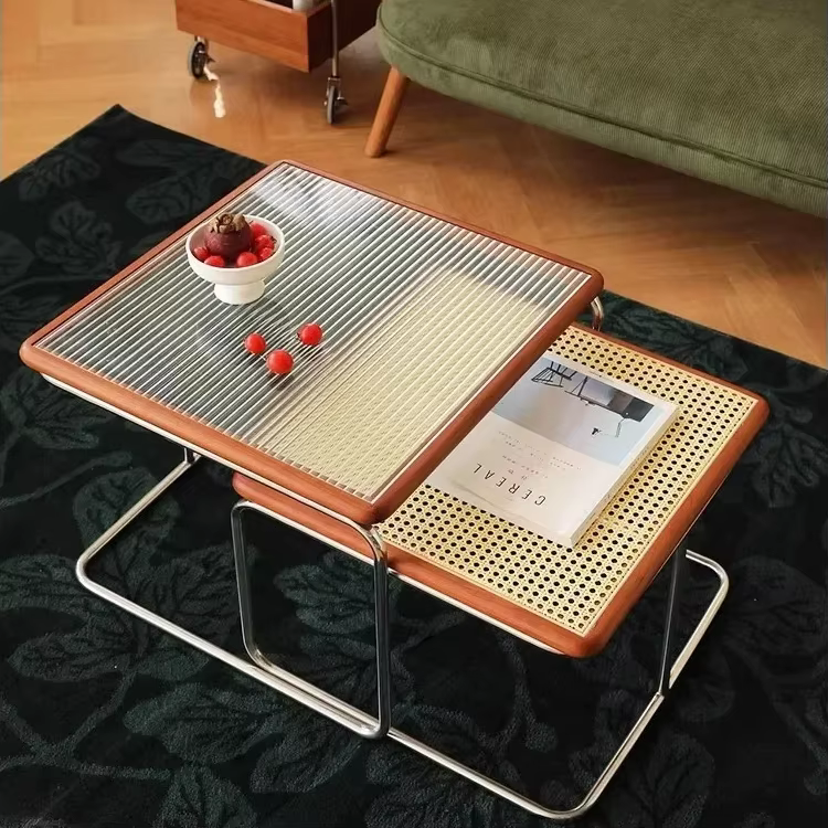 Table basse en rotin de Style médiéval rétro