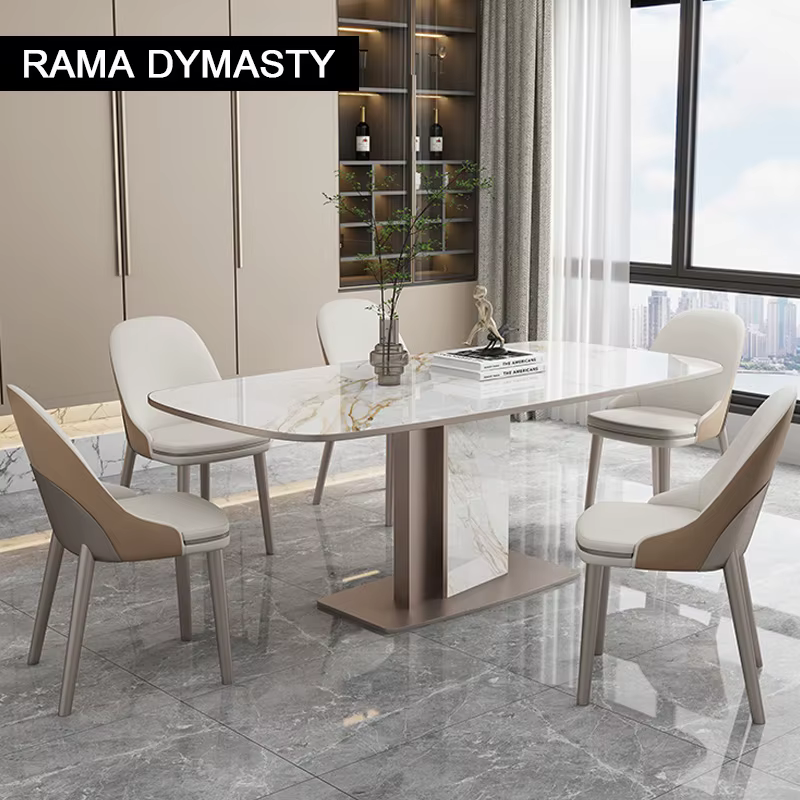 Sièges de table à manger rectangulaires modernes en pierre frittée série Luxotic pour 6 à 8 personnes